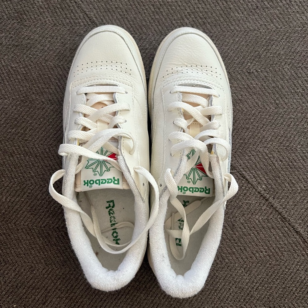 Reebok Cream Sneakers with Green Logo